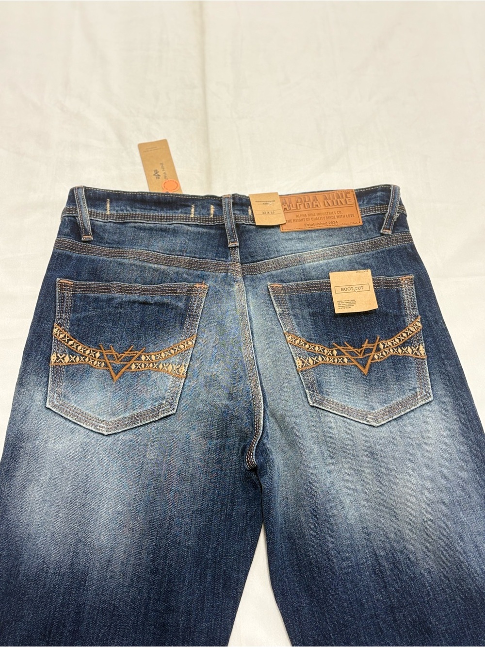Y2K 2000s style Embroidered Ripped Blue Bootcut Jeans | $60